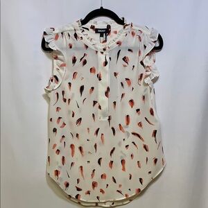 DKNY White Cream Ruffled Blouse